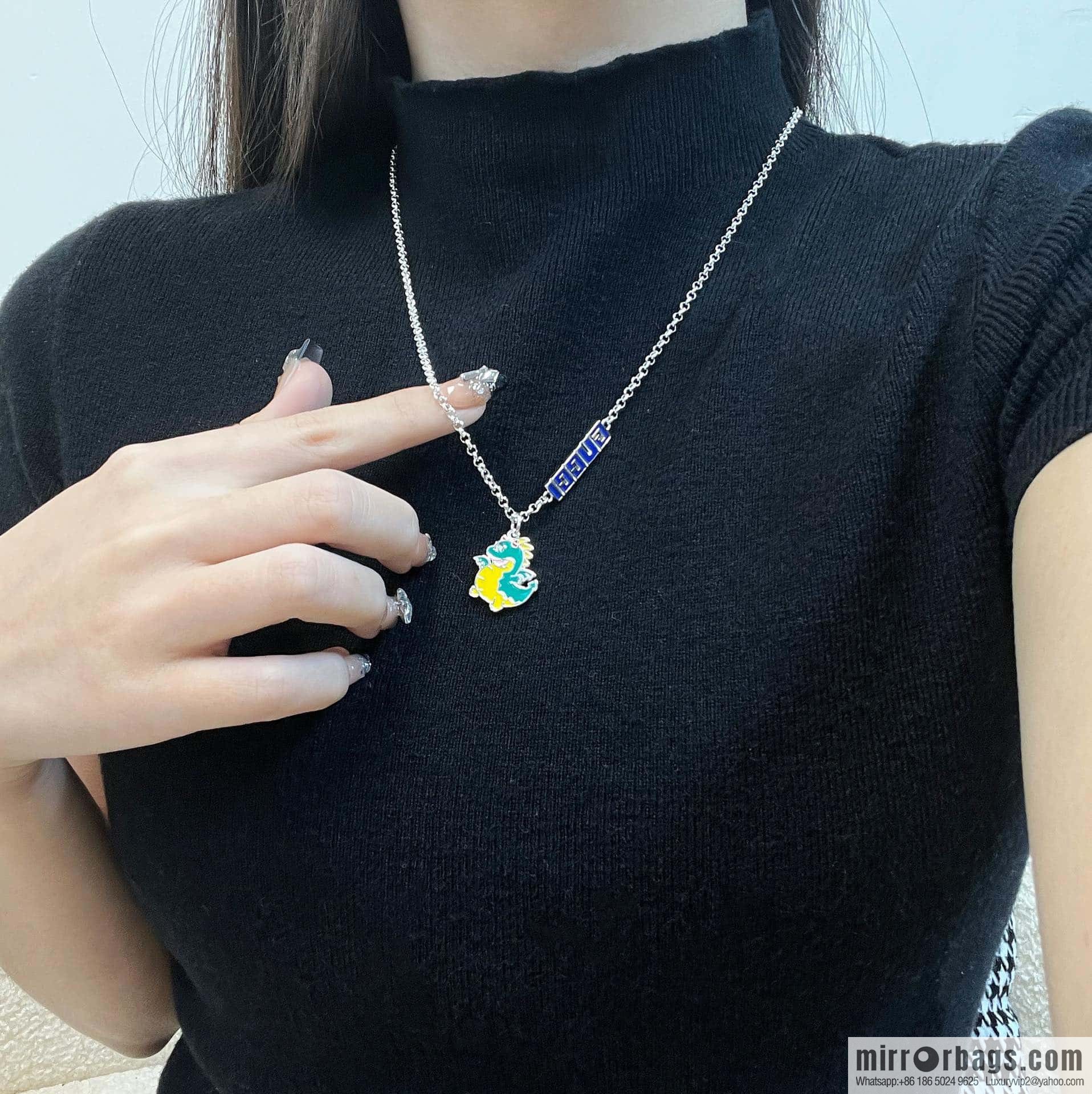 ☀ Chinese New Year Series Dragon Baby Printed Enamel Pendant Green Dragon Necklace ☀