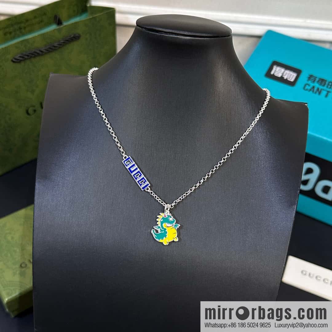 ☀ Chinese New Year Series Dragon Baby Printed Enamel Pendant Green Dragon Necklace ☀