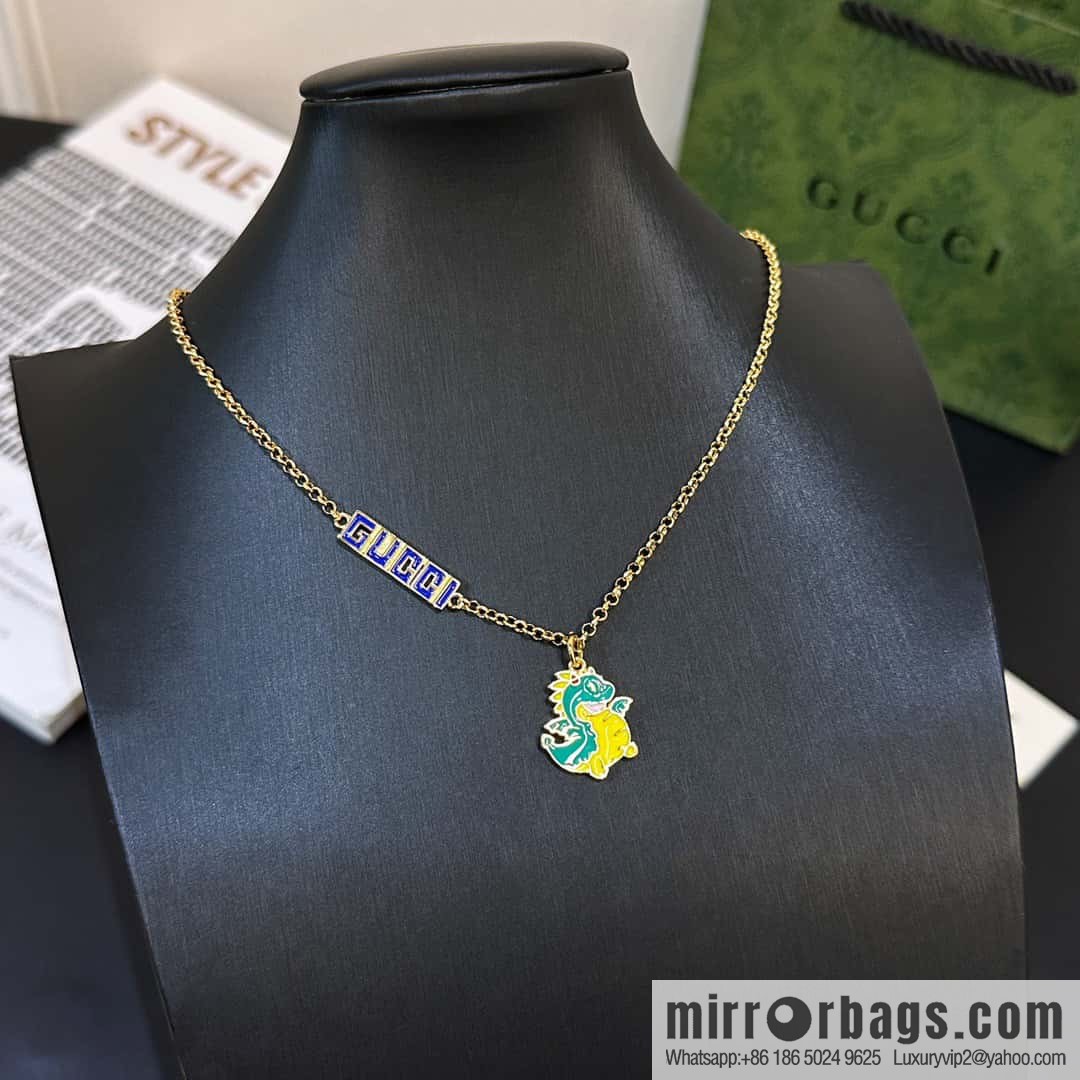☀ Chinese New Year Series Dragon Baby Printed Enamel Pendant Green Dragon Necklace ☀