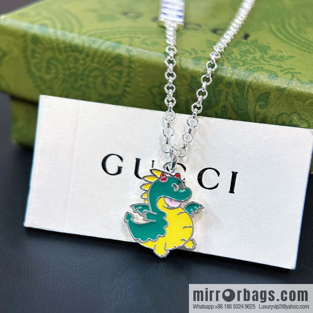 ☀ Chinese New Year Series Dragon Baby Printed Enamel Pendant Green Dragon Necklace ☀
