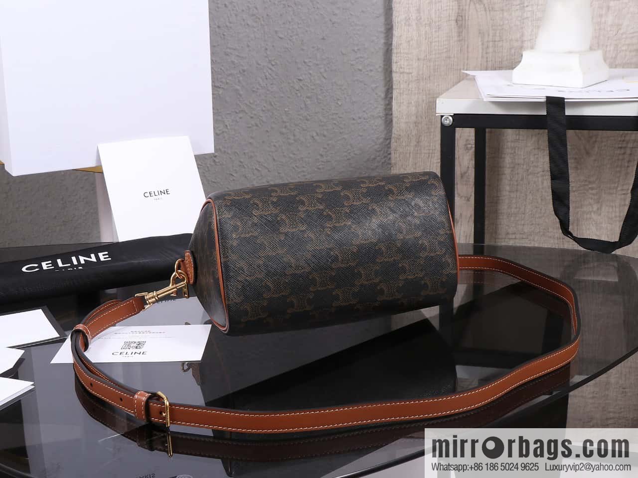 [Premium quality, all-steel hardware] Small logo printed cow leather (fabric) Boston bag, tan 113772 Number: 197588