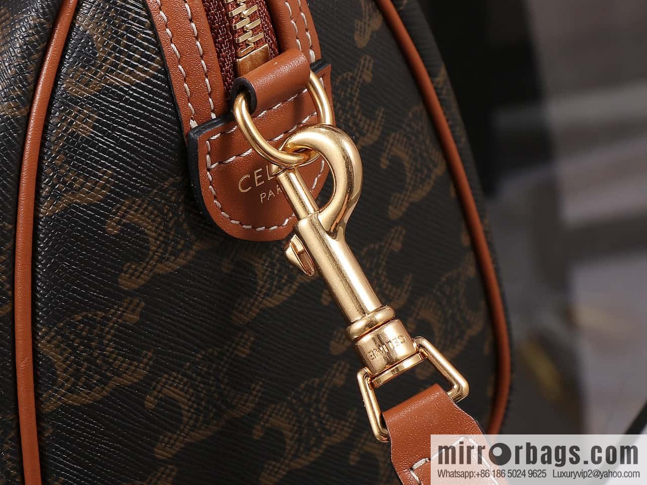 [Premium quality, all-steel hardware] Small logo printed cow leather (fabric) Boston bag, tan 113772 Number: 197588