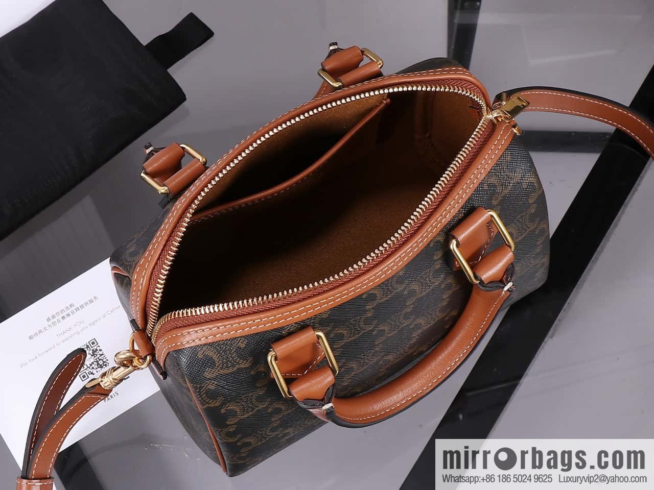 [Premium quality, all-steel hardware] Small logo printed cow leather (fabric) Boston bag, tan 113772 Number: 197588