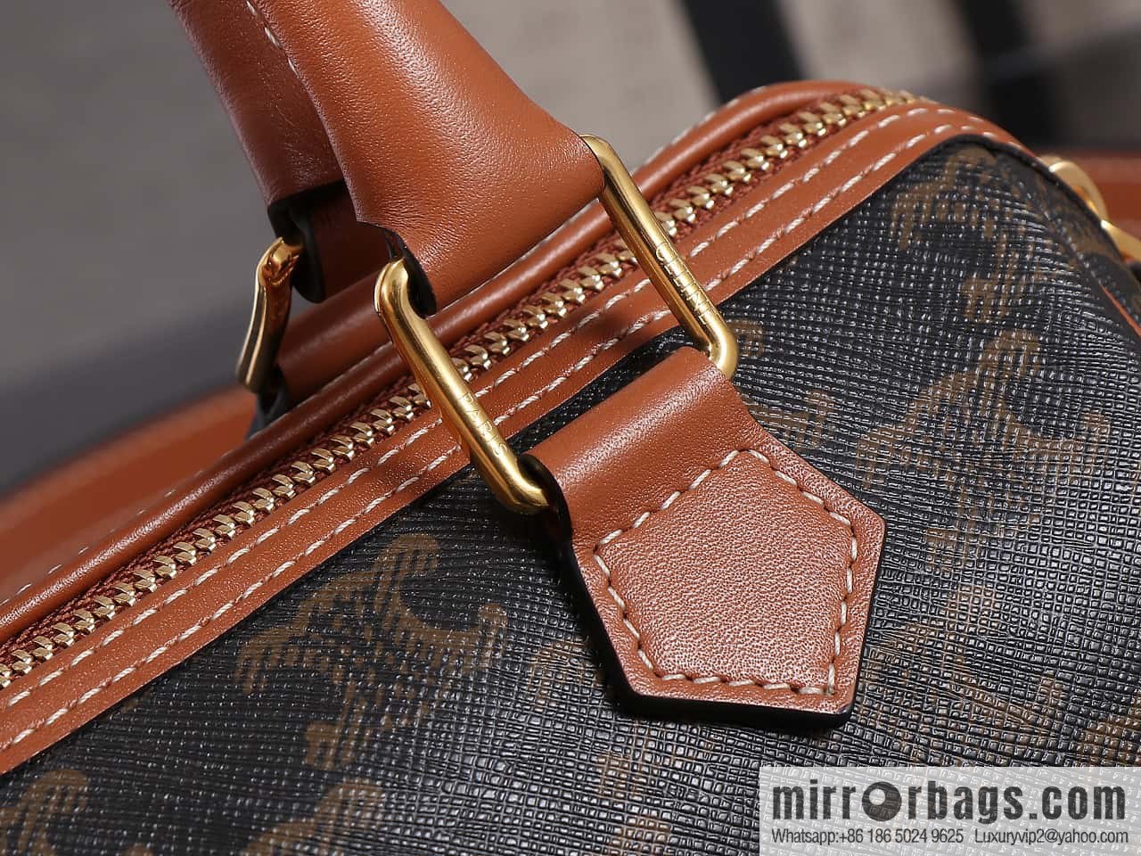 [Premium quality, all-steel hardware] Small logo printed cow leather (fabric) Boston bag, tan 113772 Number: 197588
