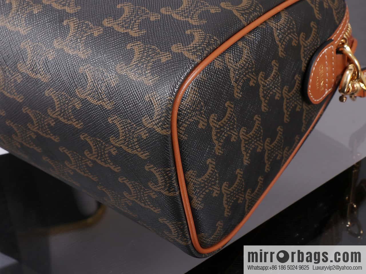 [Premium quality, all-steel hardware] Small logo printed cow leather (fabric) Boston bag, tan 113772 Number: 197588