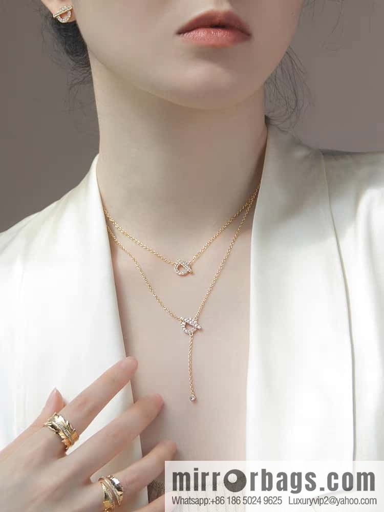 ❤️New ☑️ Hermès HERMES full diamond OT fringed necklace