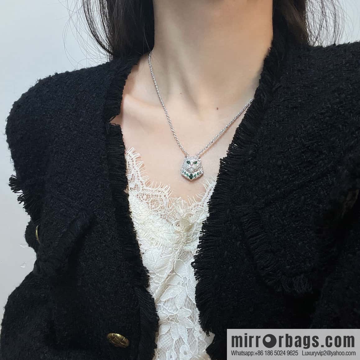 ☀New BOUCHERON/Boucheron Full Diamond Chinchilla Necklace, Earrings ☀