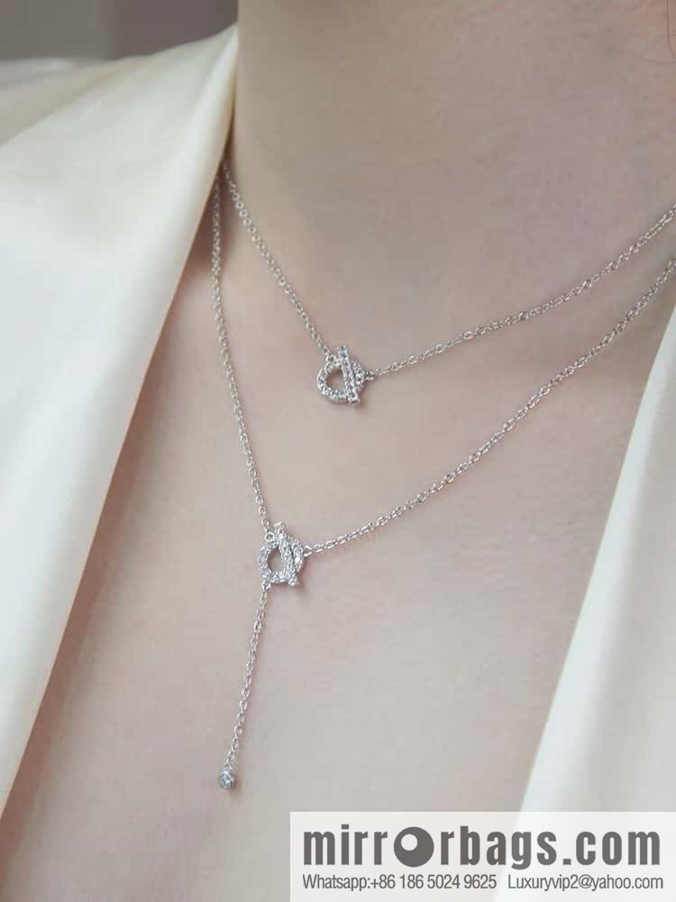 ❤️New ☑️ Hermès HERMES full diamond OT fringed necklace