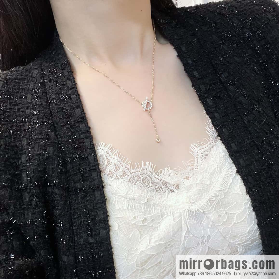 ❤️New ☑️ Hermès HERMES full diamond OT fringed necklace