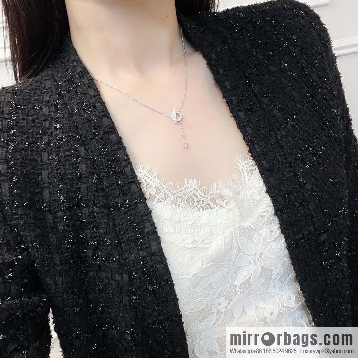 ❤️New ☑️ Hermès HERMES full diamond OT fringed necklace