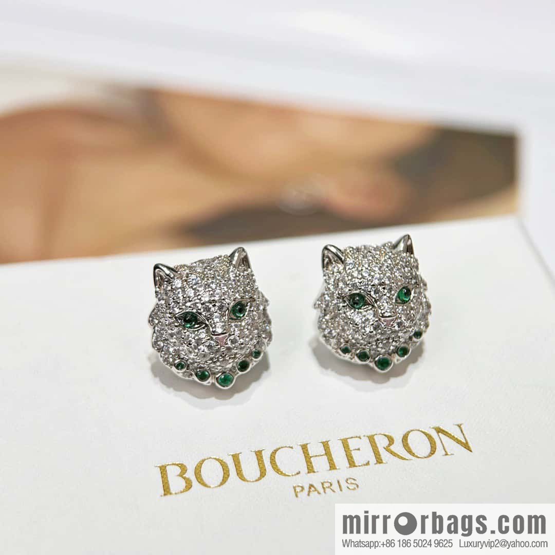 ☀New BOUCHERON/Boucheron Full Diamond Chinchilla Necklace, Earrings ☀