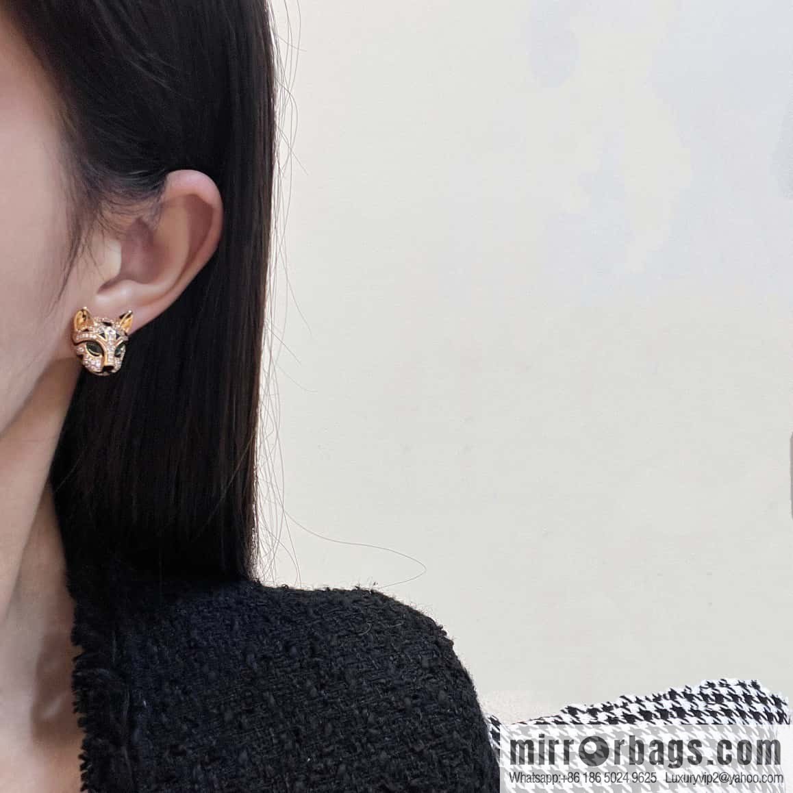 ☀New BOUCHERON/Boucheron Full Diamond Chinchilla Necklace, Earrings ☀