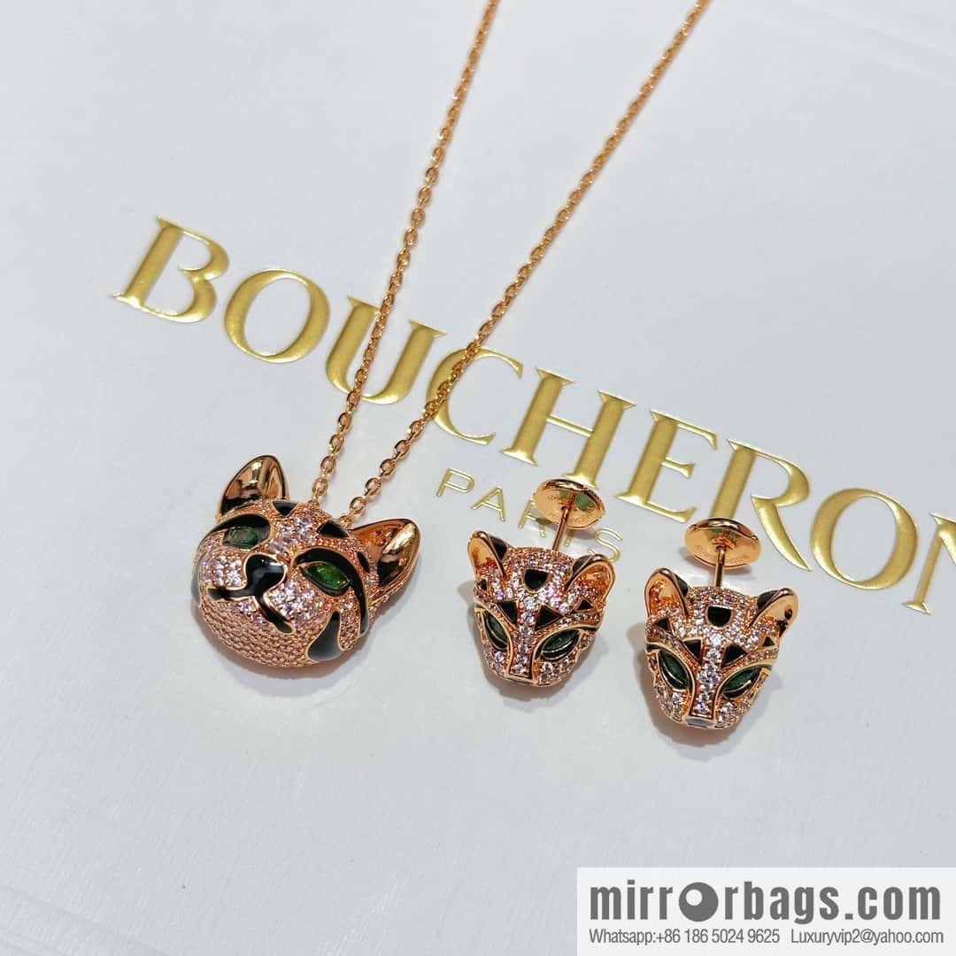 ☀New BOUCHERON/Boucheron Full Diamond Chinchilla Necklace, Earrings ☀