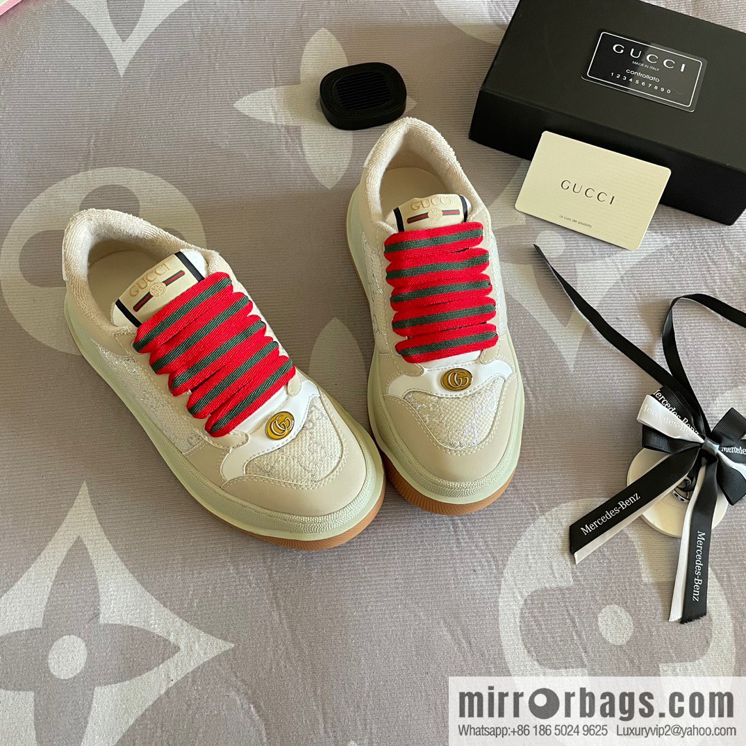 🐰🐰GUCCI Gucci 2023 Gucci ribbon platform dirty shoes, Gucci Mac 90 casual series