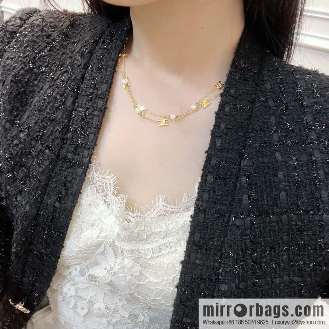 New Celine Double Arc de Triomphe Pearl Necklace