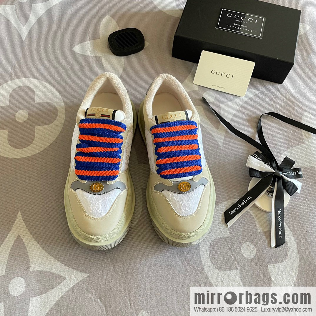 🐰🐰GUCCI Gucci 2023 Gucci ribbon platform dirty shoes, Gucci Mac 90 casual series