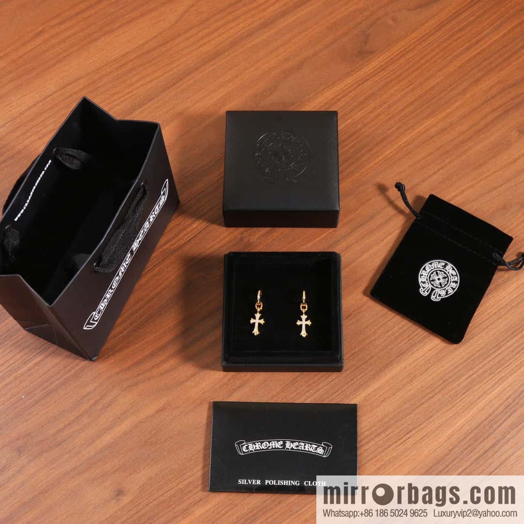 ☀New Croce Heart Gold Cross Flower Earrings with Diamonds ☀