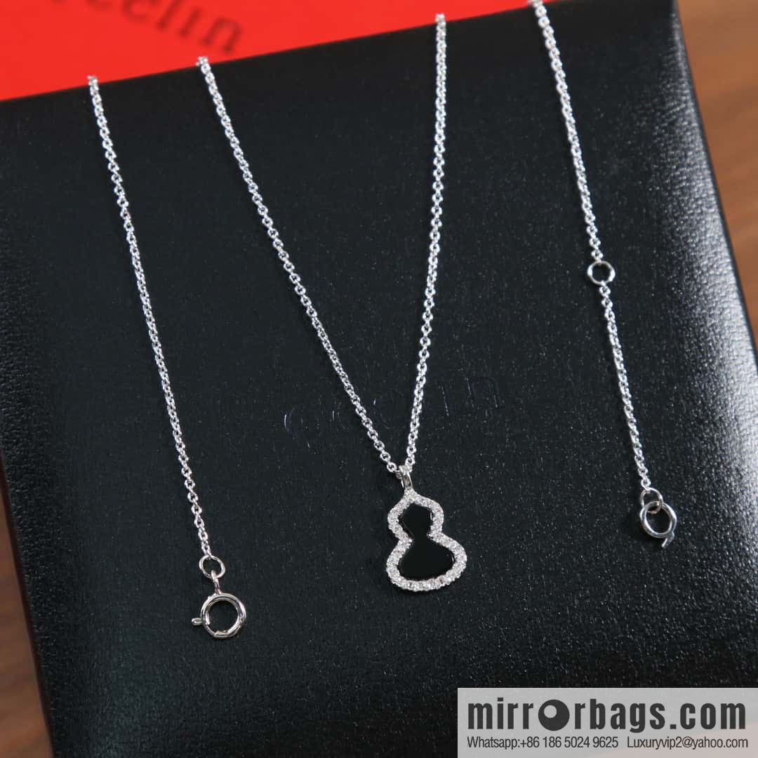 ☀️Qeelin Kirin Wulu White Gold HyCeram ® Black Gourd Necklace, Earrings ☀️