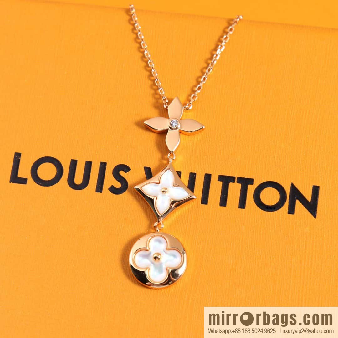 New Q94262 Louis Vuitton LV COLOR BLOSSOM Rhombus Shell Necklace