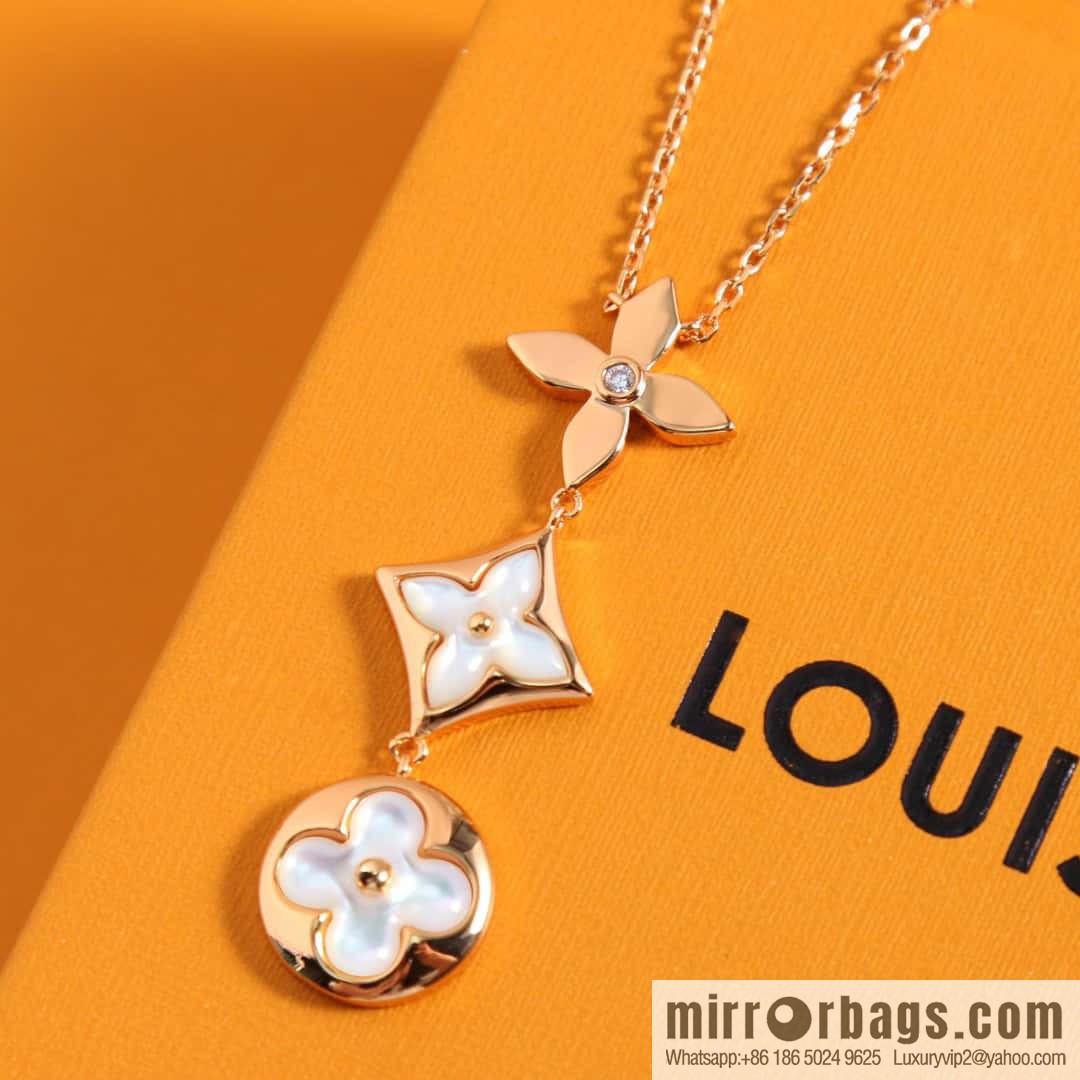 New Q94262 Louis Vuitton LV COLOR BLOSSOM Rhombus Shell Necklace