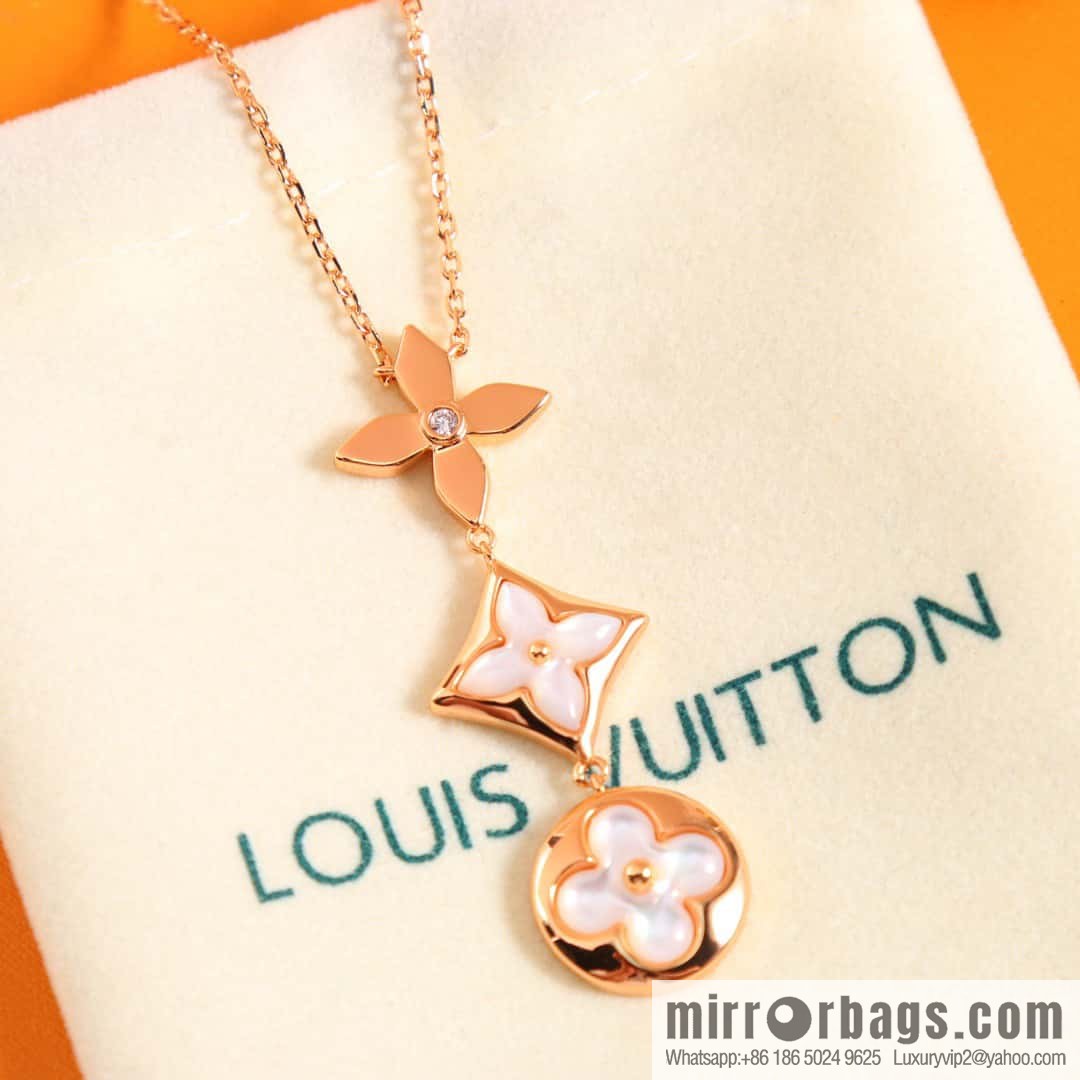 New Q94262 Louis Vuitton LV COLOR BLOSSOM Rhombus Shell Necklace