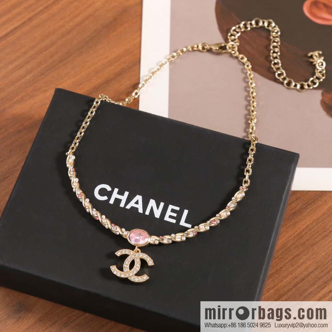 ❗️New ❗️ Chanel necklace ☀️ new ☑️ Chanel double c pink diamond twist necklace ☀️