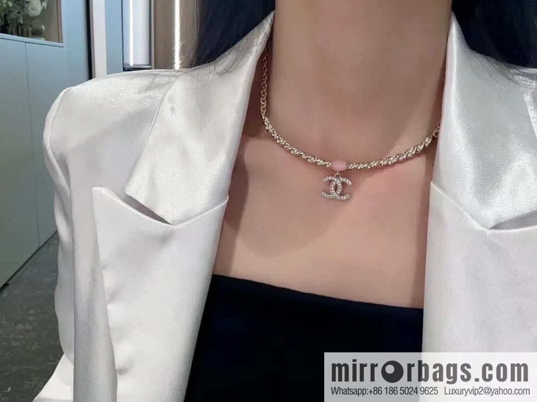 ❗️New ❗️ Chanel necklace ☀️ new ☑️ Chanel double c pink diamond twist necklace ☀️