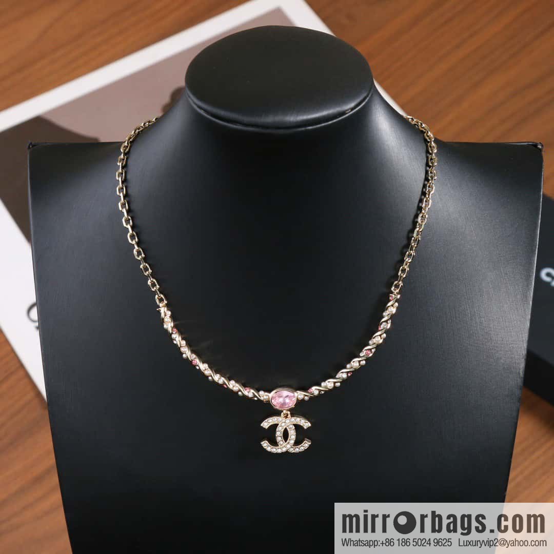 ❗️New ❗️ Chanel necklace ☀️ new ☑️ Chanel double c pink diamond twist necklace ☀️