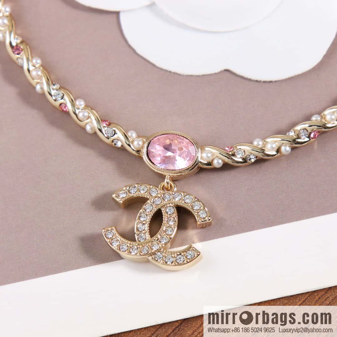 ❗️New ❗️ Chanel necklace ☀️ new ☑️ Chanel double c pink diamond twist necklace ☀️