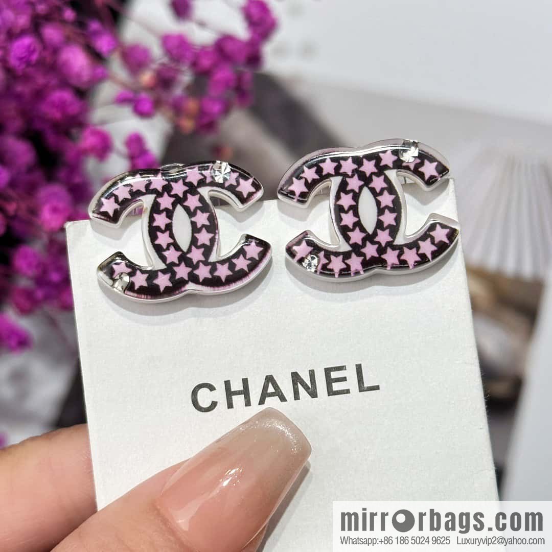 ☀️New ☑️ Chanel double C pentagram ⭐ star stud earrings ☀️