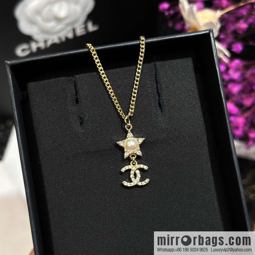 ☀️Original order ☀️ new ☑️ Chanel double C five-pointed star ⭐ star pearl necklace ☀️