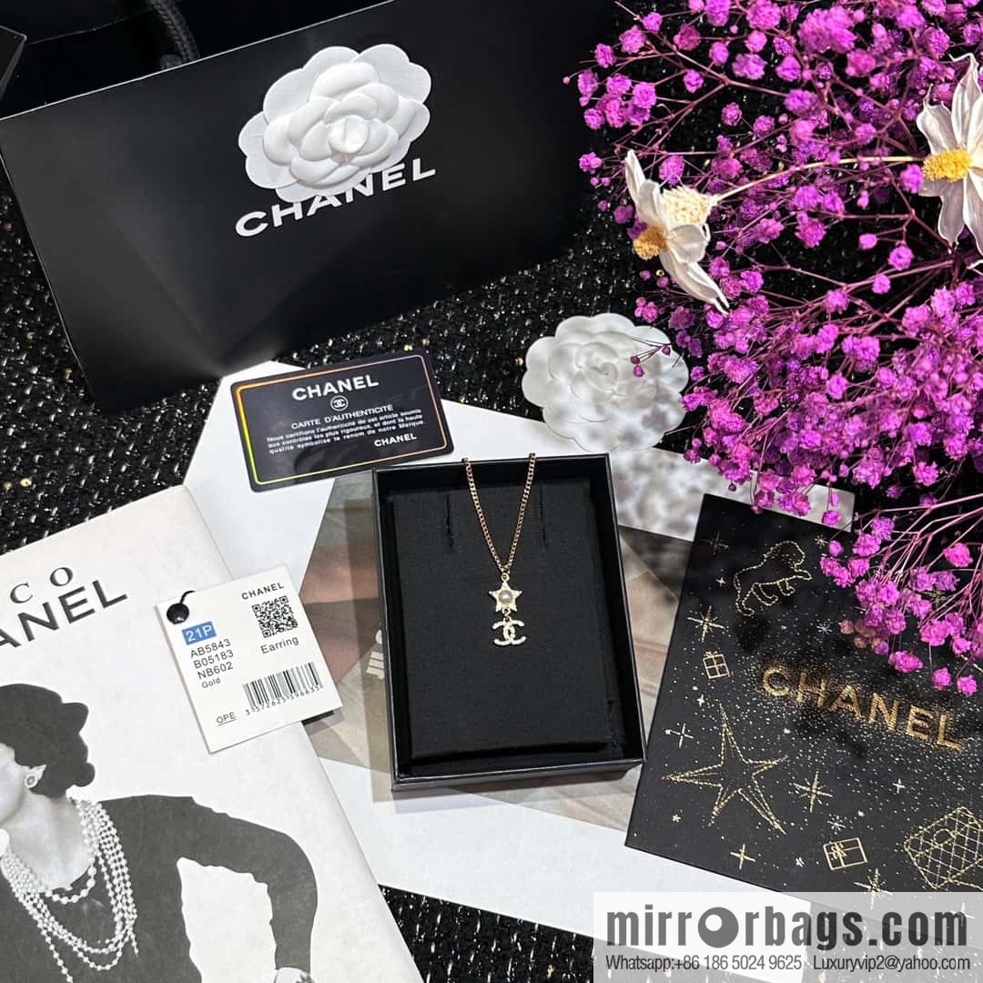 ☀️Original order ☀️ new ☑️ Chanel double C five-pointed star ⭐ star pearl necklace ☀️