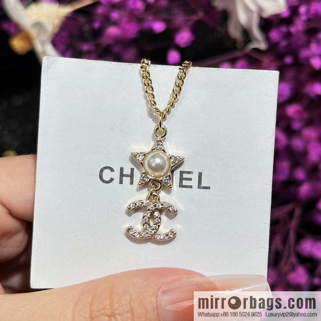☀️Original order ☀️ new ☑️ Chanel double C five-pointed star ⭐ star pearl necklace ☀️