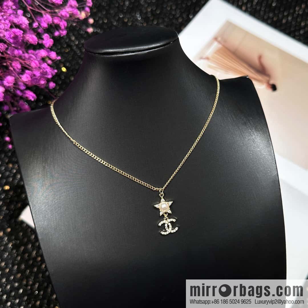 ☀️Original order ☀️ new ☑️ Chanel double C five-pointed star ⭐ star pearl necklace ☀️