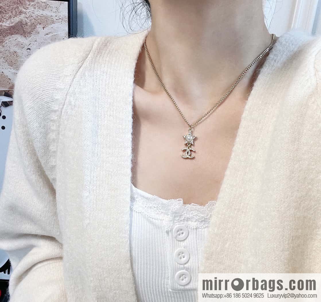 ☀️Original order ☀️ new ☑️ Chanel double C five-pointed star ⭐ star pearl necklace ☀️