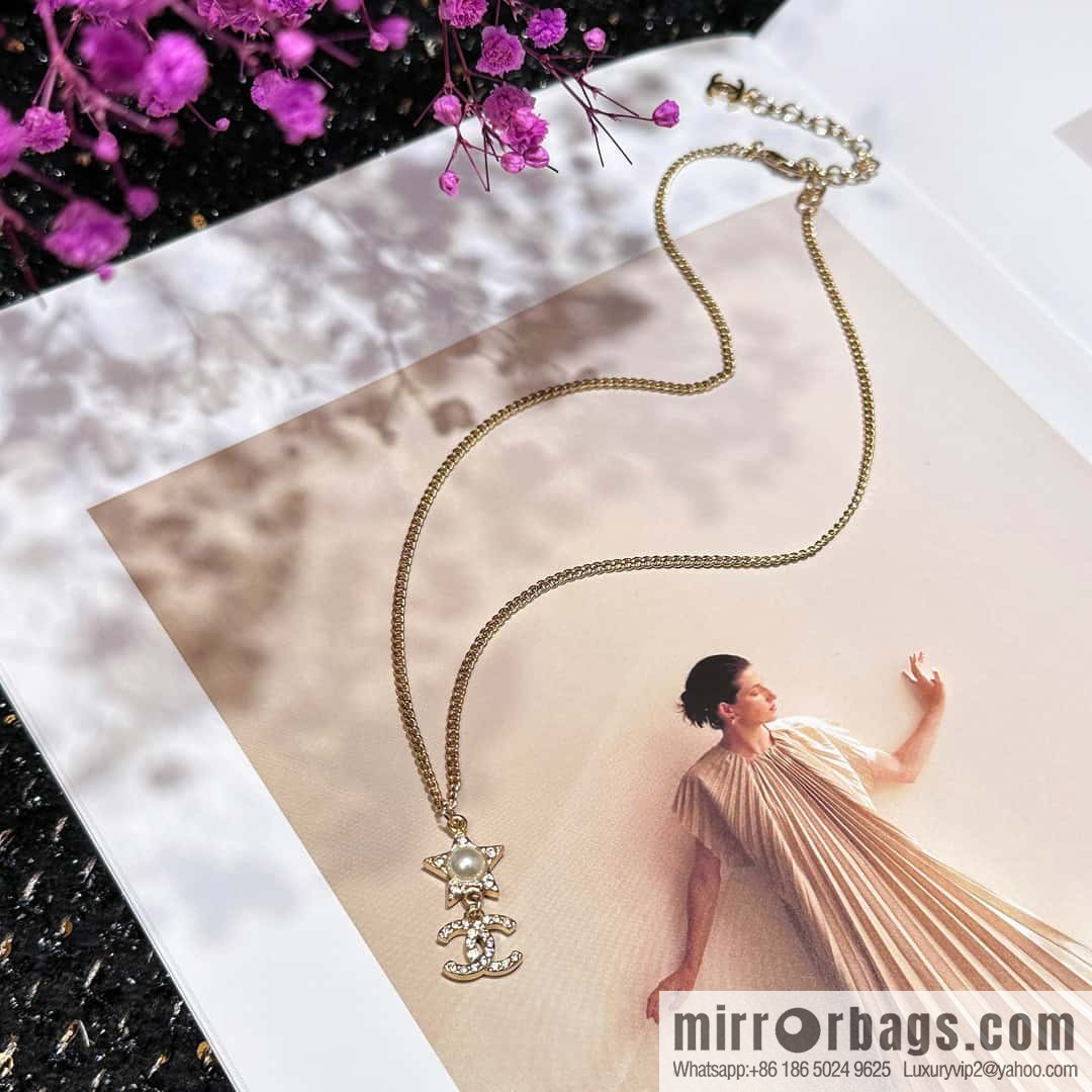 ☀️Original order ☀️ new ☑️ Chanel double C five-pointed star ⭐ star pearl necklace ☀️