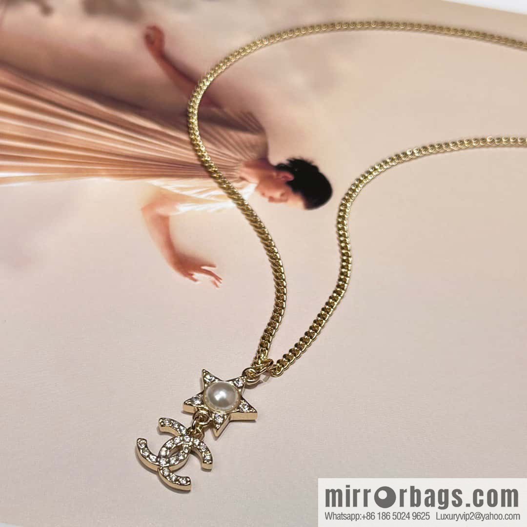 ☀️Original order ☀️ new ☑️ Chanel double C five-pointed star ⭐ star pearl necklace ☀️