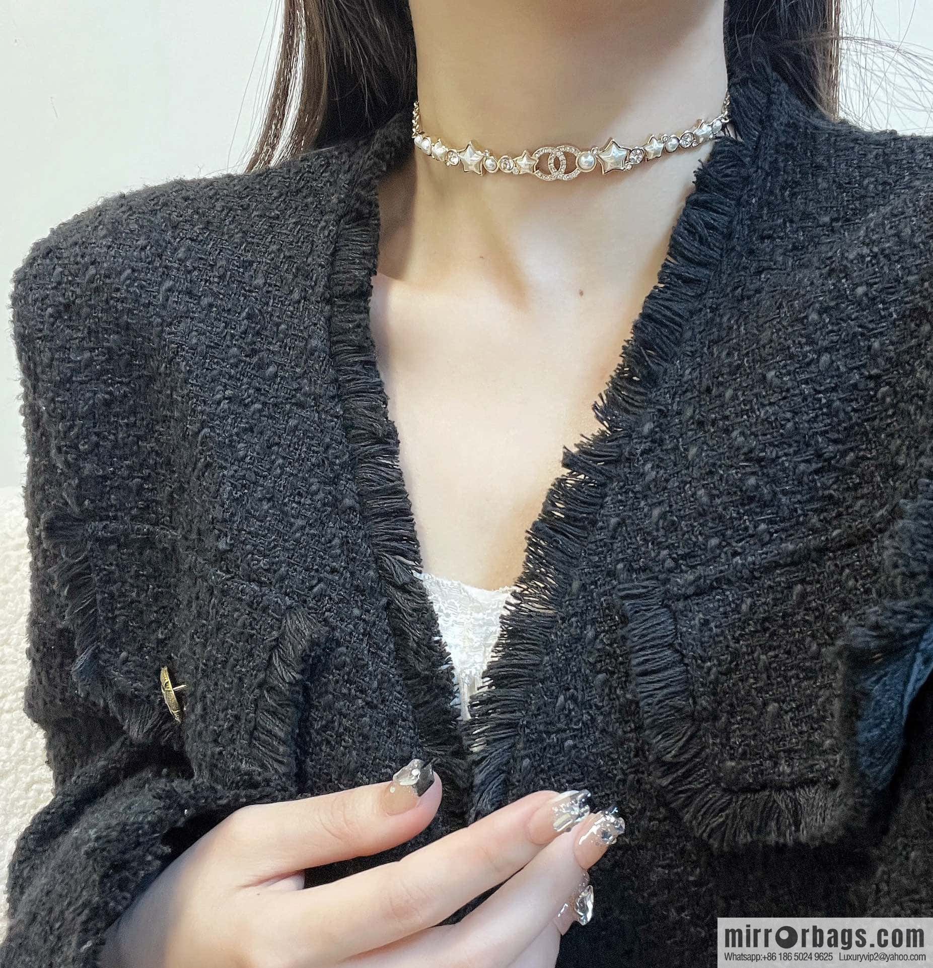 ☀️Original order ☀️ new ☑️ Chanel double C five-pointed star ⭐ star pearl necklace ☀️
