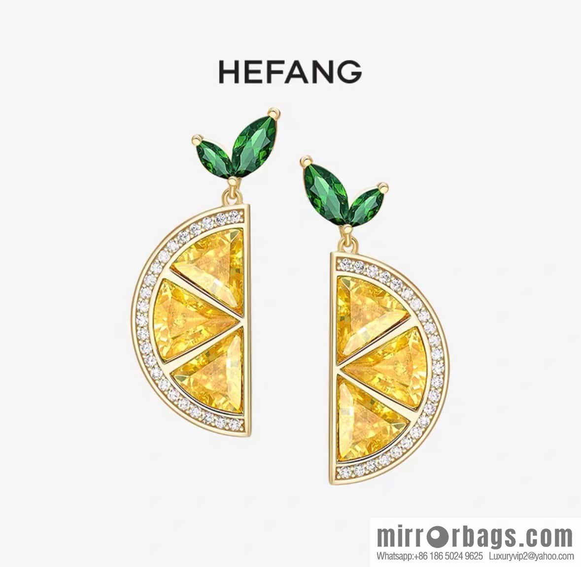 ☀️ HEFANG lemon crystal earrings