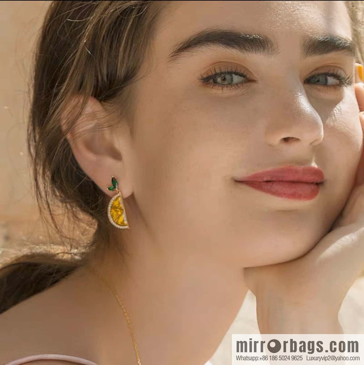 ☀️ HEFANG lemon crystal earrings