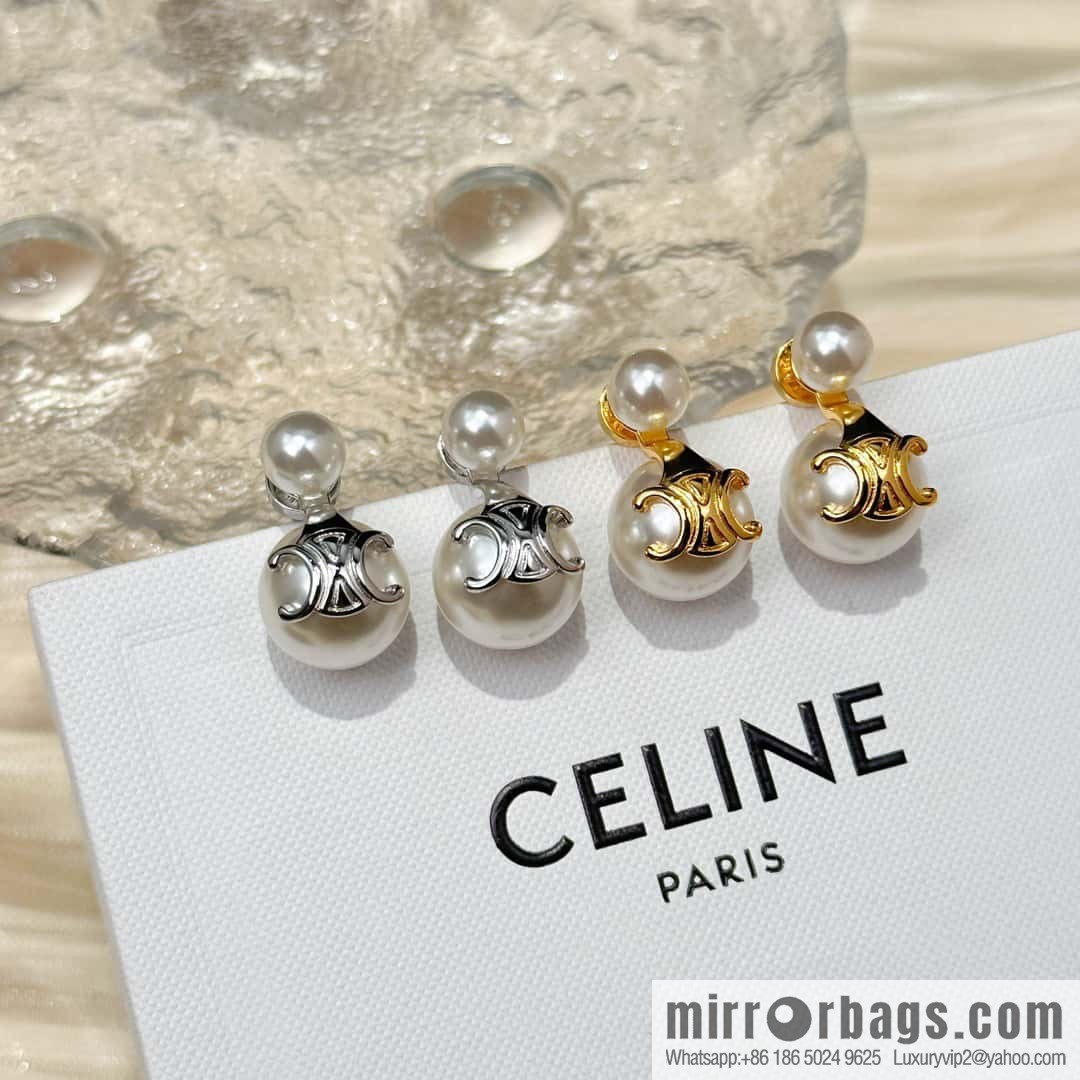 ☀️New ☑️ Celine Arc de Triomphe pearl stud earrings ☀️