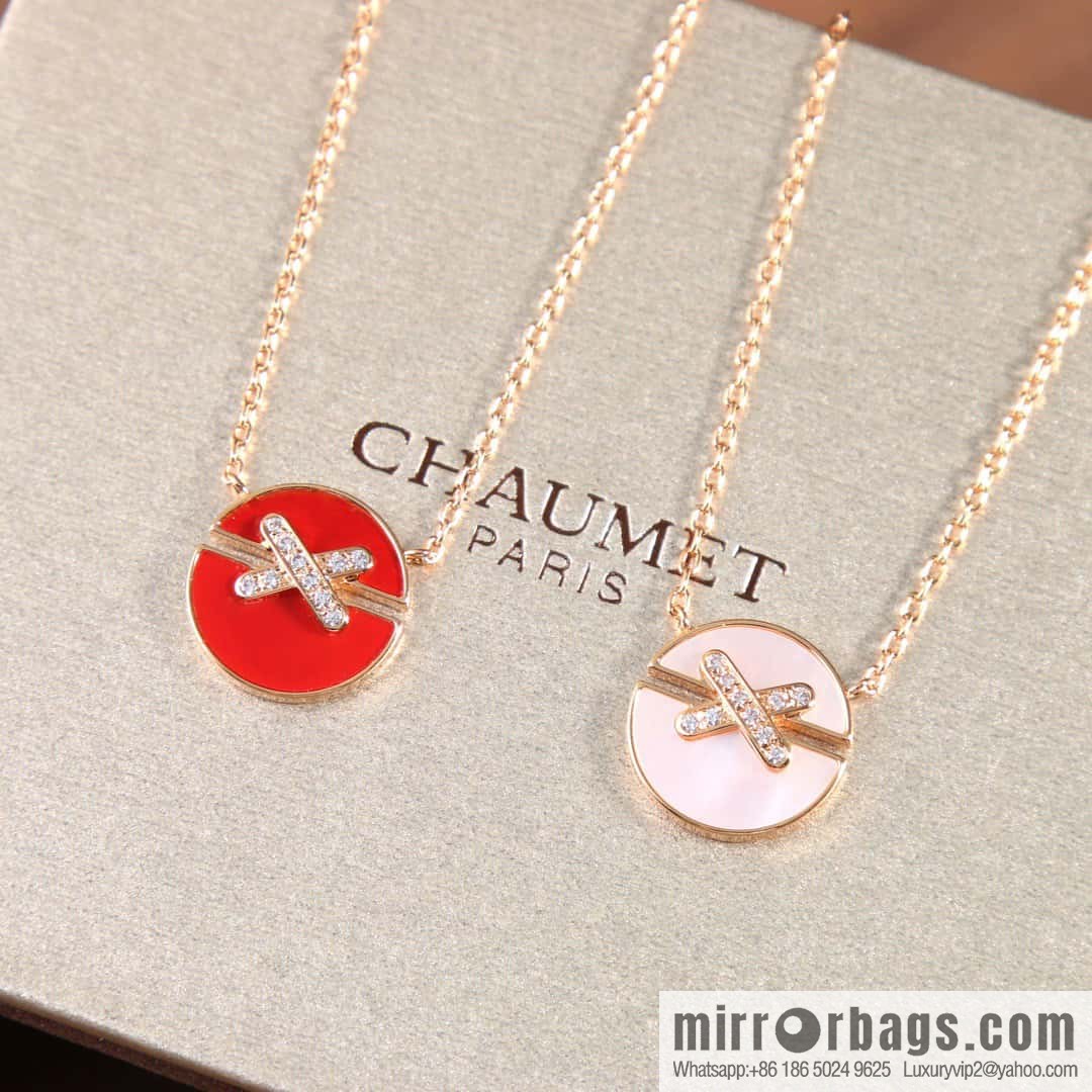 Shangmei Paris Jeux de Liens Harmony Edge • Lifetime Series Round • Edge, Chalcedony, White Fritillary Necklace