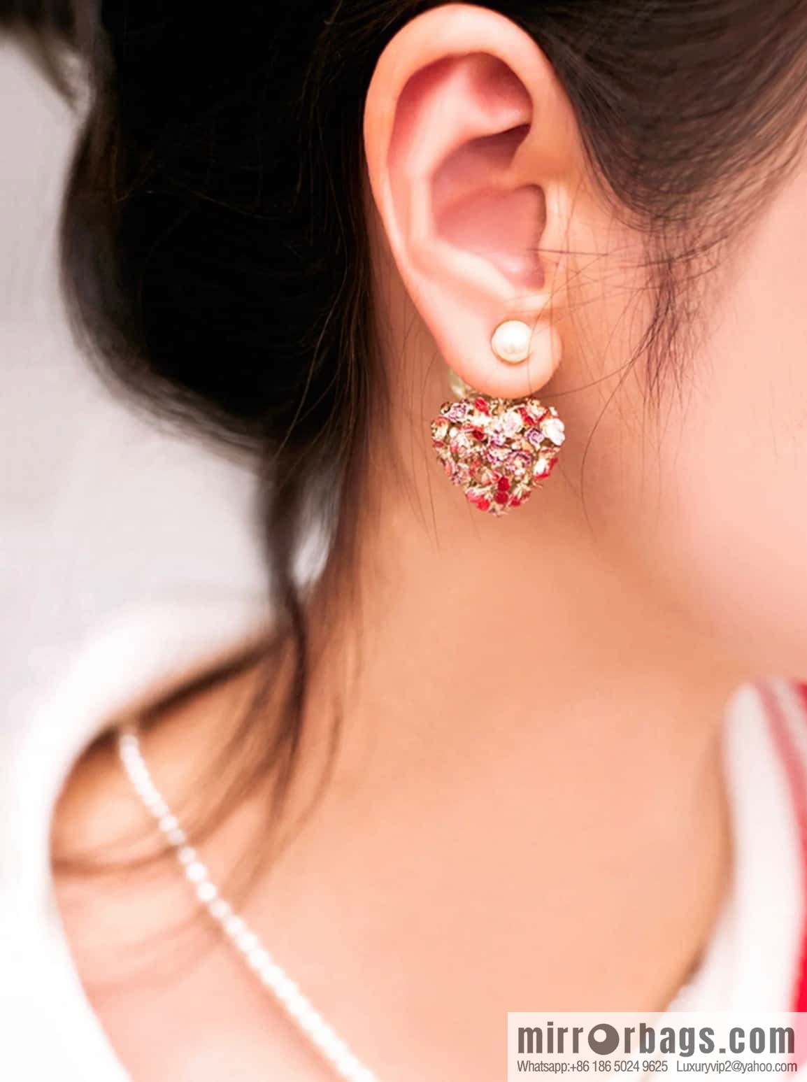 New ☑️ Dior Tribales pink peach heart love flower stud earrings