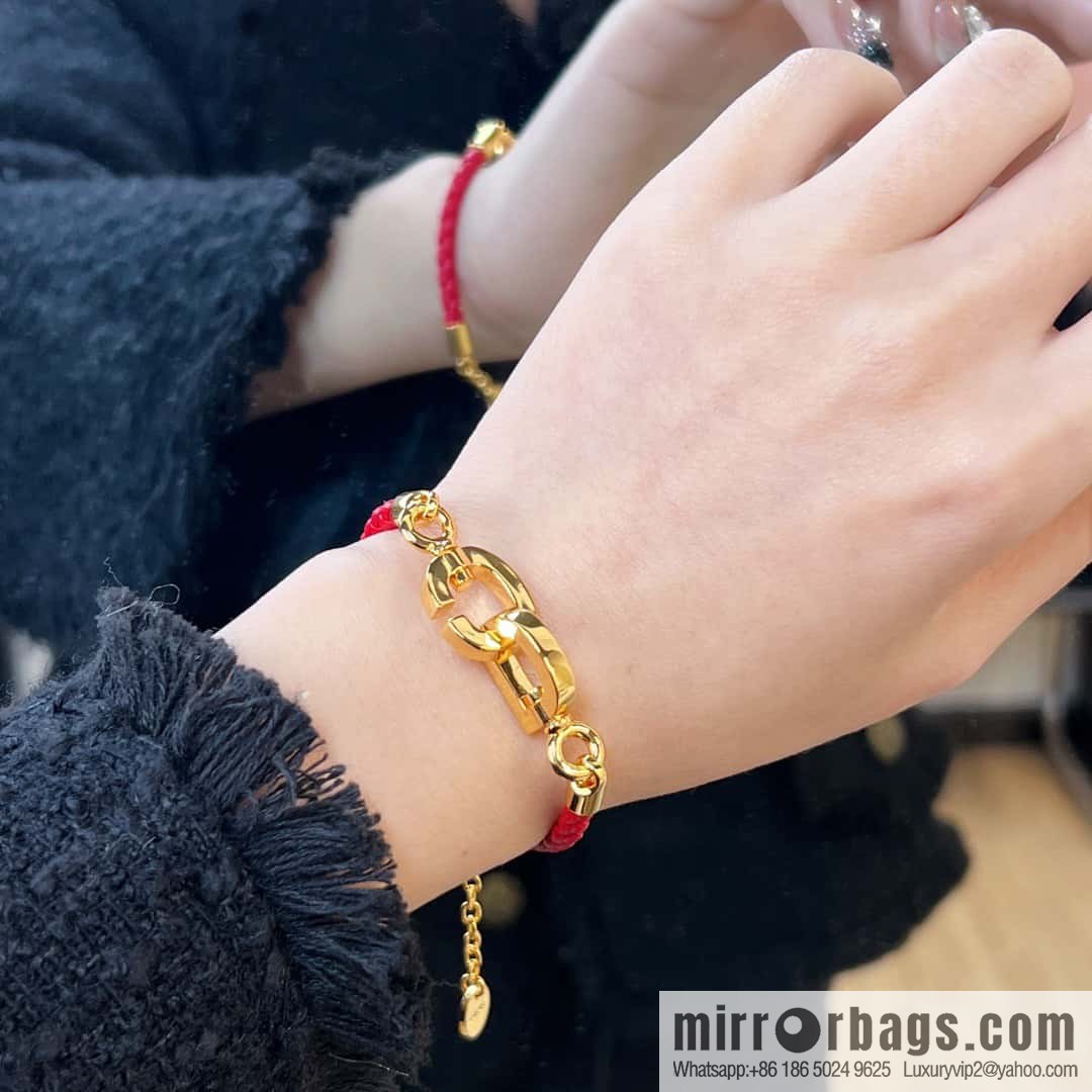 ❗️New ❗️ [Style] Dior Gold CD LOCK Red Rope Bracelet Hand Rope