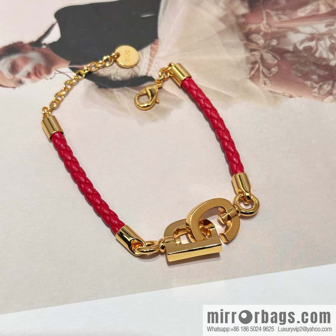 ❗️New ❗️ [Style] Dior Gold CD LOCK Red Rope Bracelet Hand Rope
