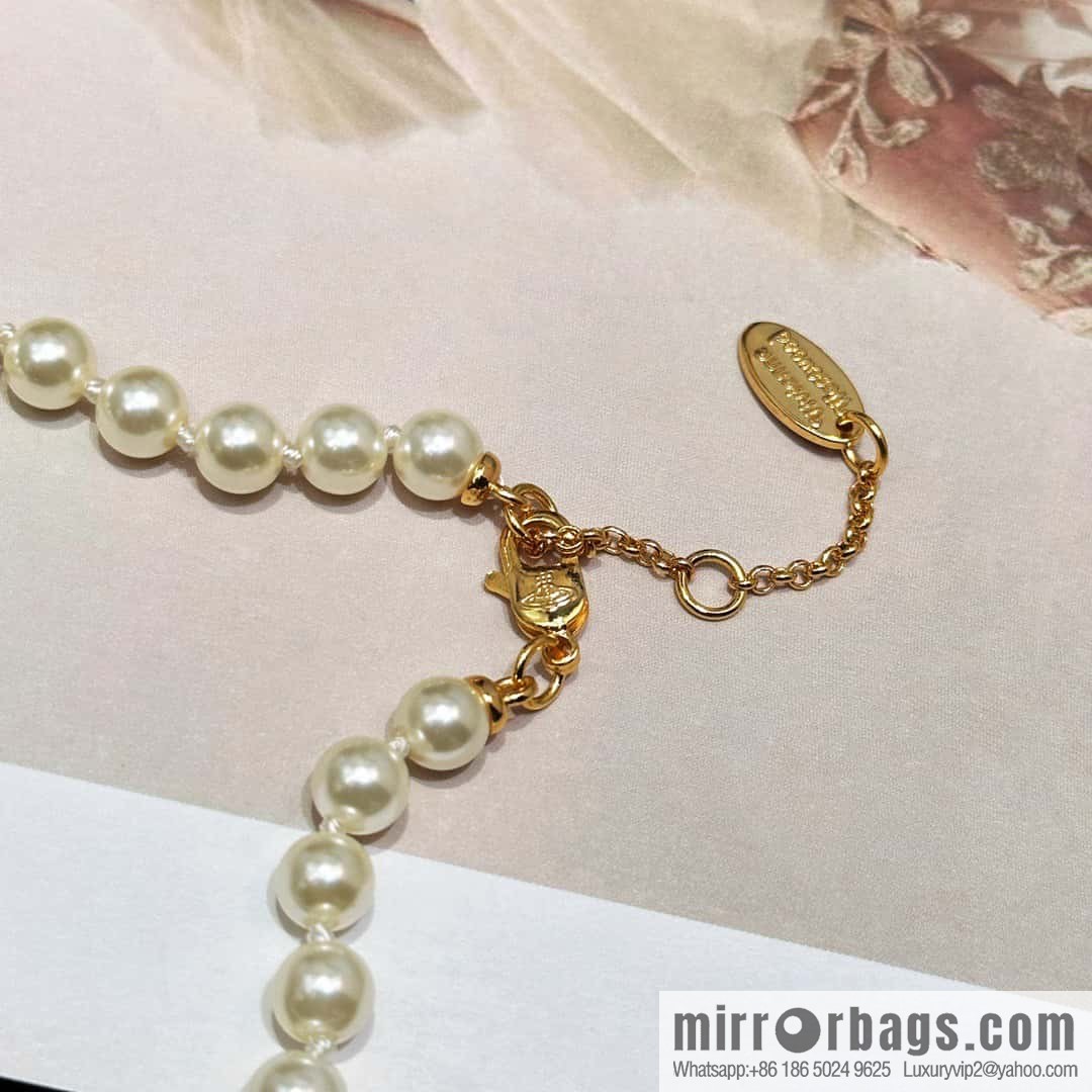 New ☑️ Vivienne Westwood Queen Mother Saturn Pearl Bracelet Necklace