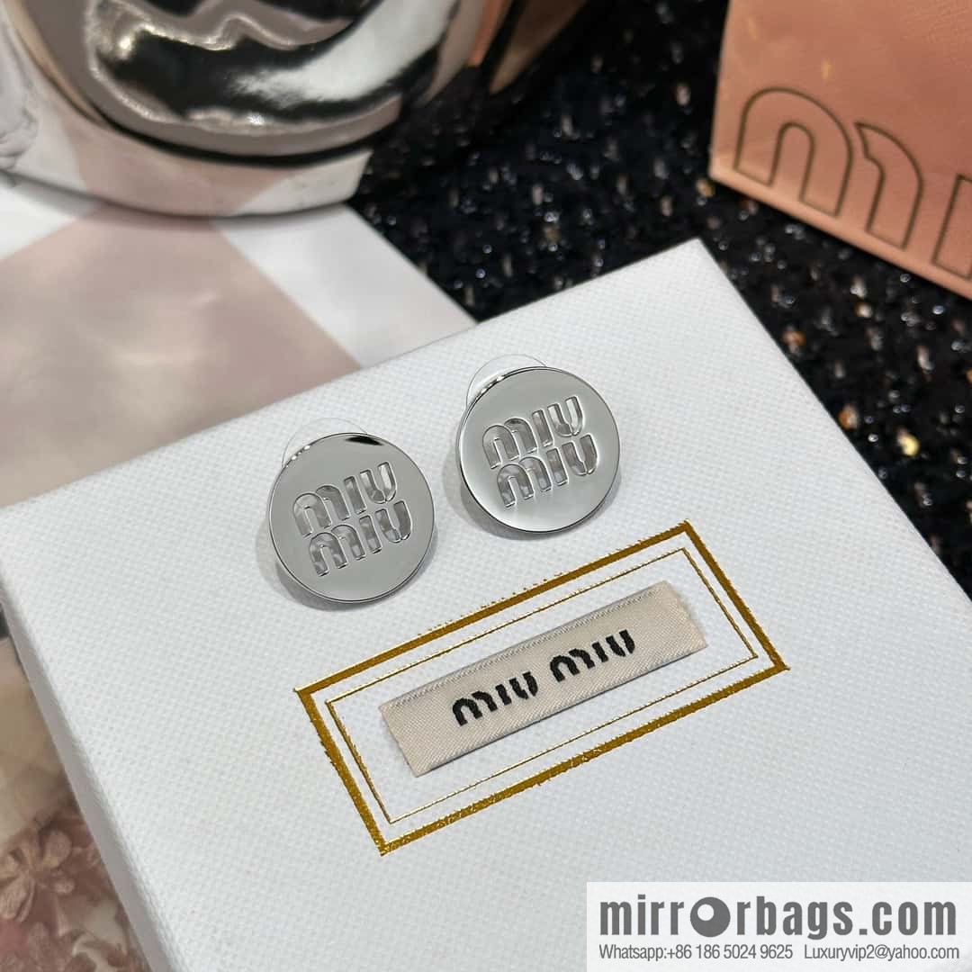 ❗️New ❗️ MIU MIU Miu Miu Hollow Silver Glossy Earrings