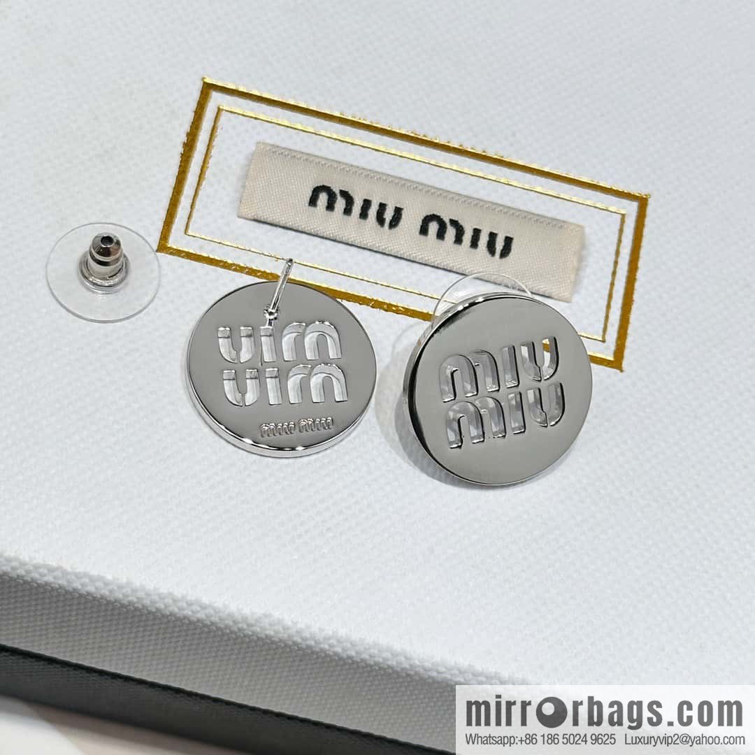 ❗️New ❗️ MIU MIU Miu Miu Hollow Silver Glossy Earrings