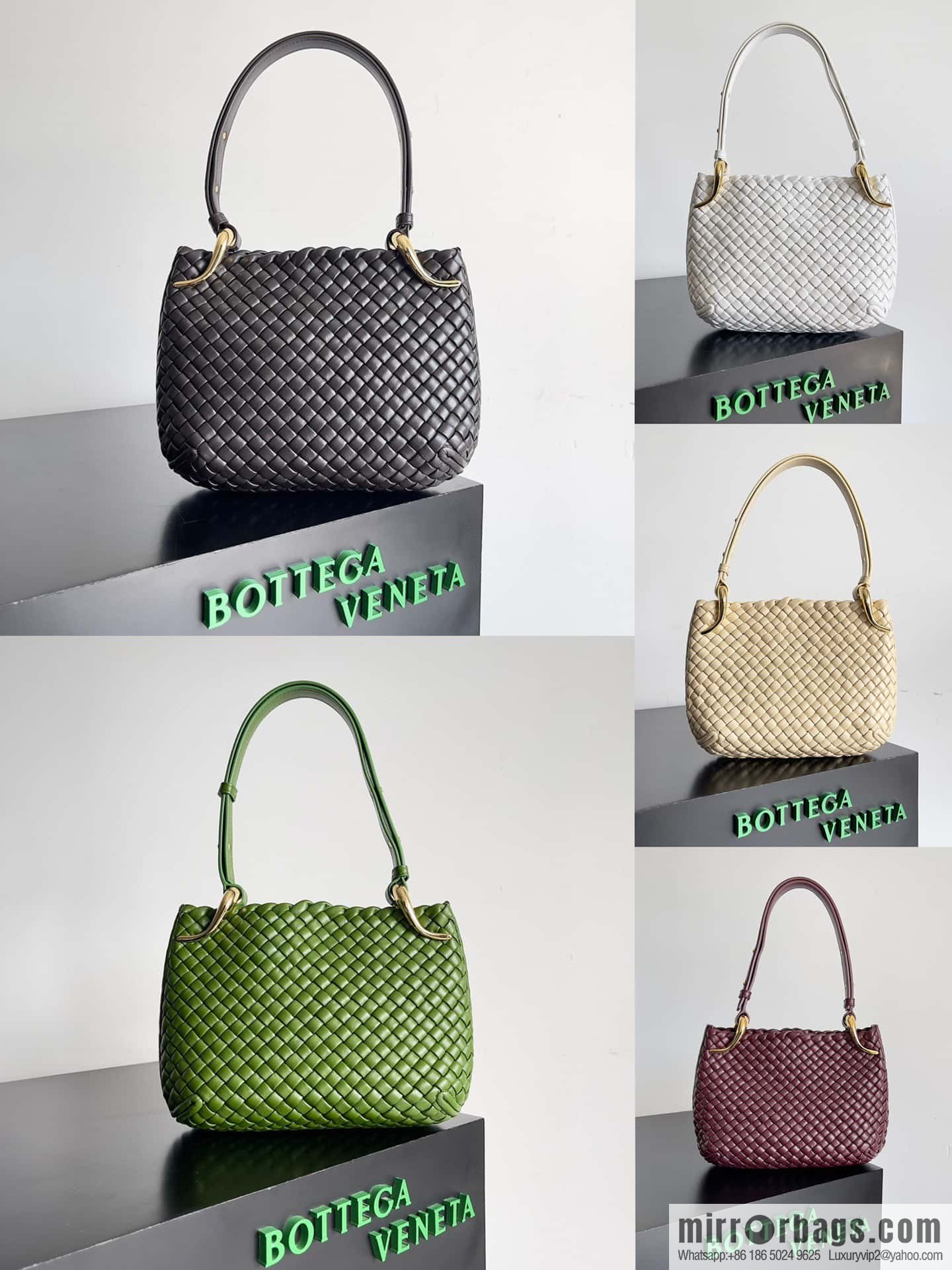 BV early spring new Clicker circular arc bag lamb woven leather, model number: 730968 chocolate color