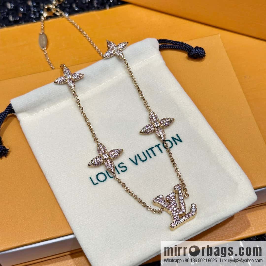 ❗️New ❗️ M01480 ☀ Louis Vuitton LV ICONIC TRESOR Full Diamond Pink Diamond Necklace ☀